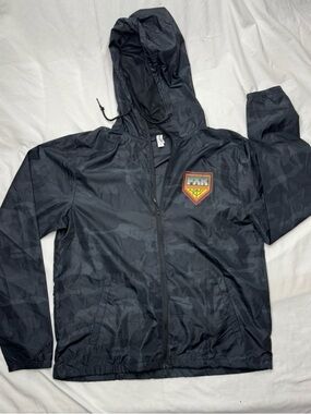 FXR Army Black Camo Hooded Windbreaker Jacket XL Full Zip Independent Trading Co